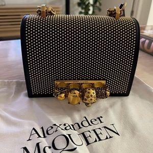 Alexander McQueen Embellished Black Leather Crossbody Bag